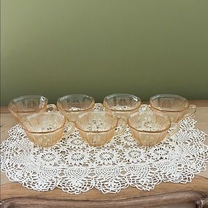 Anchor Hocking princess tea cups topaz/apricot